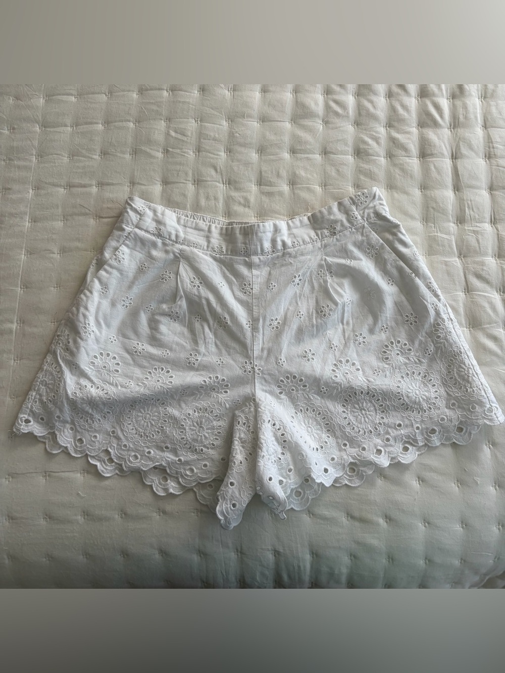 LOFT White Eyelet Scalloped Hem Skort